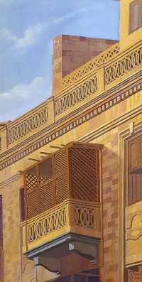 S. M. Fawad, Old City, Karachi, 12 x 24 Inch, Oil on Canvas, Realistic Painting, AC-SMF-214